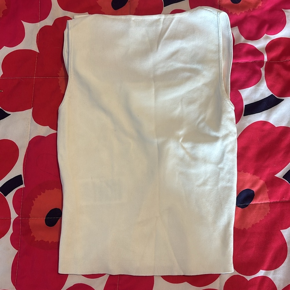 Jil Sander White Tank Top with Black Logo Strap - Picture 2 of 3